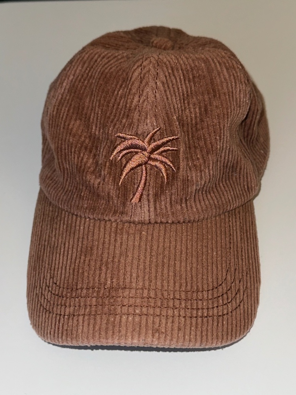 Billabong rust brown cotton corduroy baseball cap with embroidered palm tree